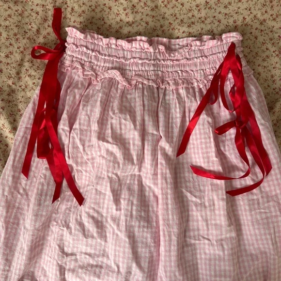 Damson Madder Pink Gingham Midi Skirt - Picture 3 of 5